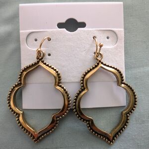 Moroccan Style Matte Gold Tone Pierced Drop Earrings